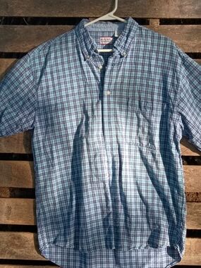Bugle Boy Blue Plaid Short Sleeve Button-Down Shirt
